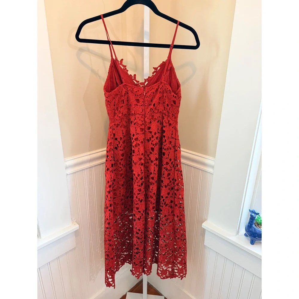 ASTR The Label Red Lace Cami Midi Dress Scalloped Wedding Guest Size S - Picture 3 of 16